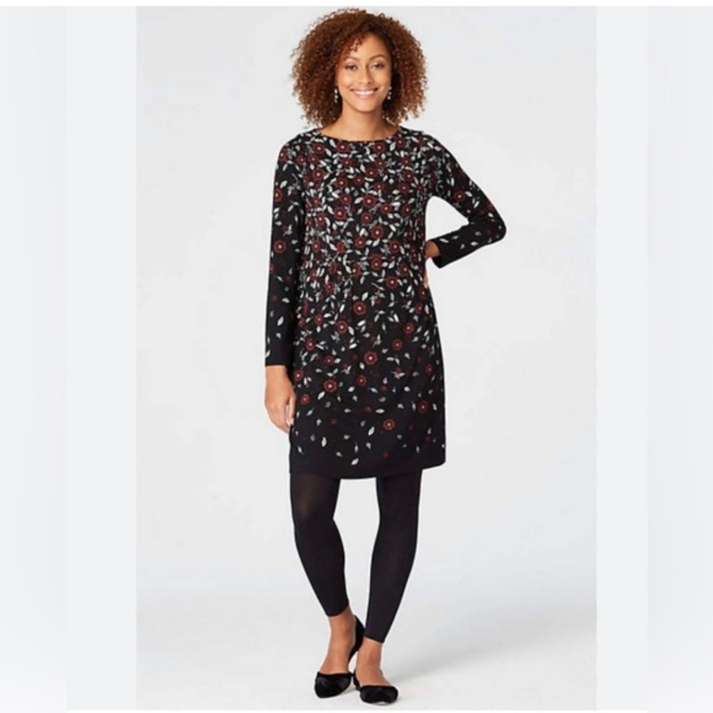 J. Jill Wearever Collection Long Sleeve Floral Print‎ Dress Size Large Tall